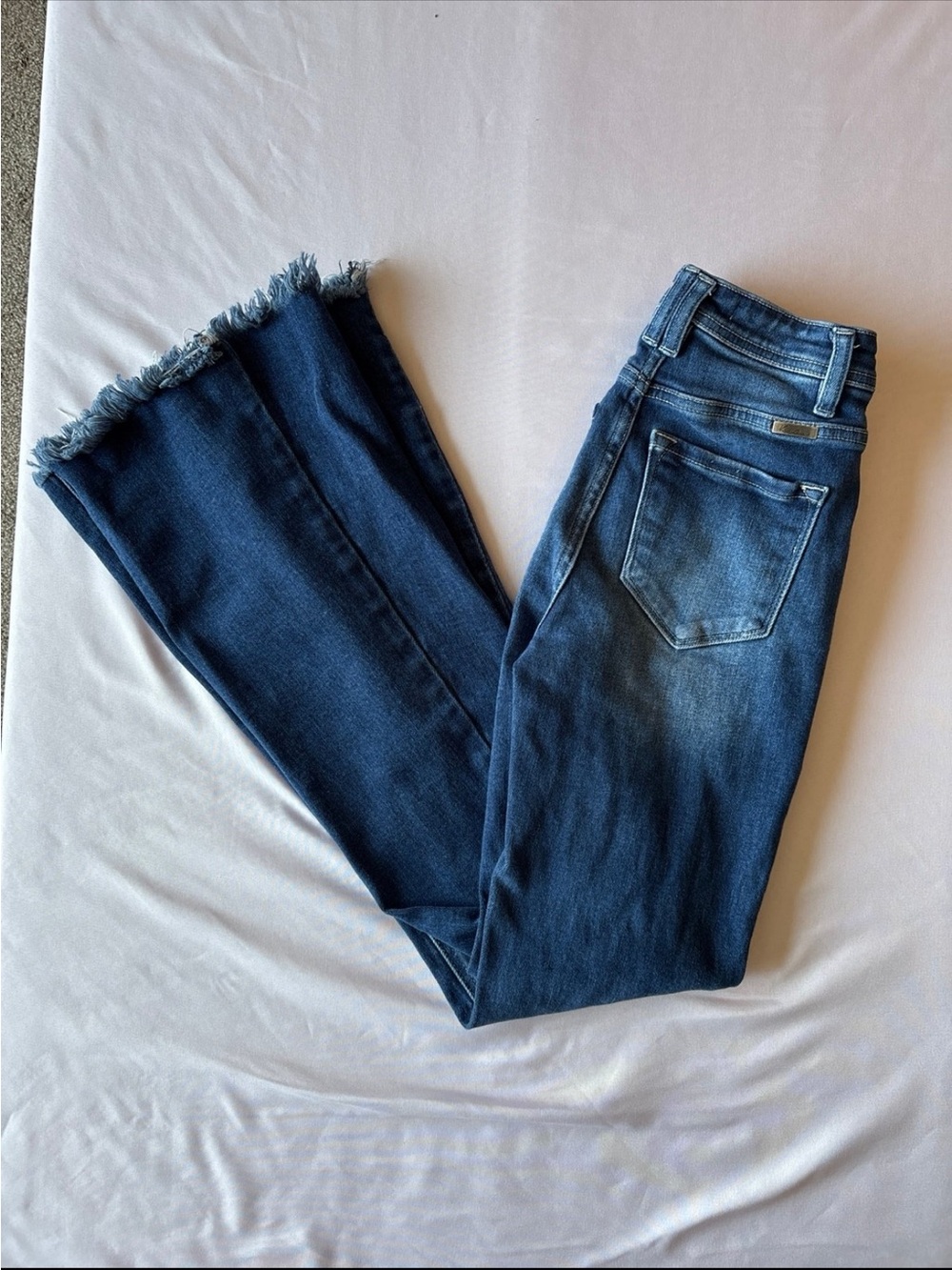 KanCan Indigo Frayed Hem Wide-Leg Jeans